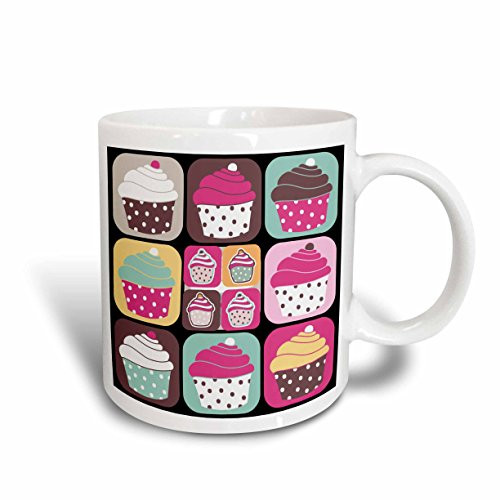 3dRose mug_38365_2 a Dozen Cupcakes Ceramic Mug, 15-Ounce