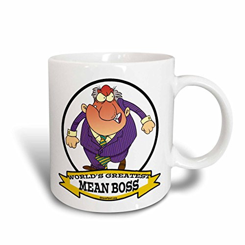 3dRose mug_103346_2 Funny Worlds Greatest Mean Boss Cartoon Ceramic Mug, 15-Ounce