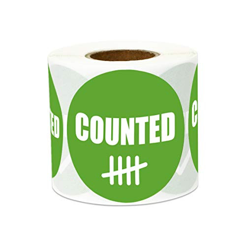 1200 Labels - Counted Stickers for Quality Control, Inventory, Warehouse Receiving (2 inch, Round, Green, 4 Rolls)