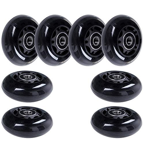 AOWISH 8-Pack 64mm Inline Skate Wheels 85A Inline Skates Replacement Wheel with Bearings ABEC-9 (Black)