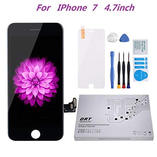 for iPhone 7 Screen Replacement Black 4.7" LCD Touch Screen Digitizer Assembly Set + Premium Glass iPhone 7 Screen Replacement Protector+Free Repair Tool Kits (7 Black) (7 Black-6)