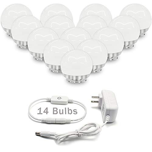 Hollywood Style Vanity Mirror Lights, 14 Vanity Makeup LED Light Bulbs with Dimmable Touch Sensor for Makeup Mirror