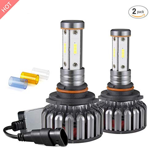 Ultra Bright 6000K Automotive Light Bulbs 9006 LED Headlights 12000LM 100W 4 Sides CSP LED Conversion Kit All-in-One Fog Light 3 Colors Headlamp Car Bulb High/Low Beam with Cooling Fan