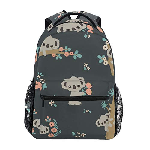 Koala And Flowers Backpack School Bag Travel Daypack Rucksack for Students