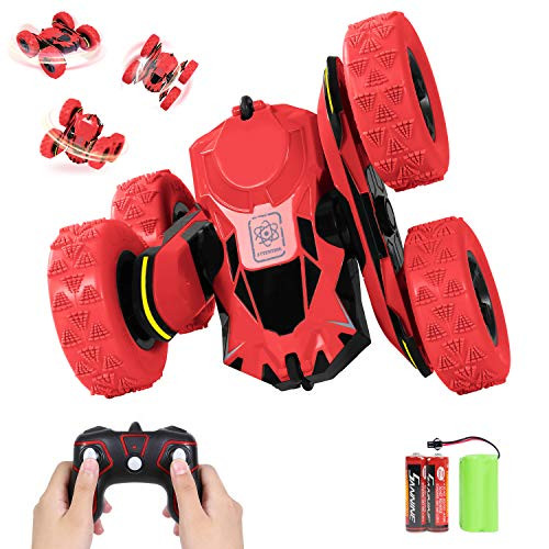 SGILE RC Stunt Car Toy, Remote Control Car with 2 Sided 360 Rotation for Boy Kids Girl, Red