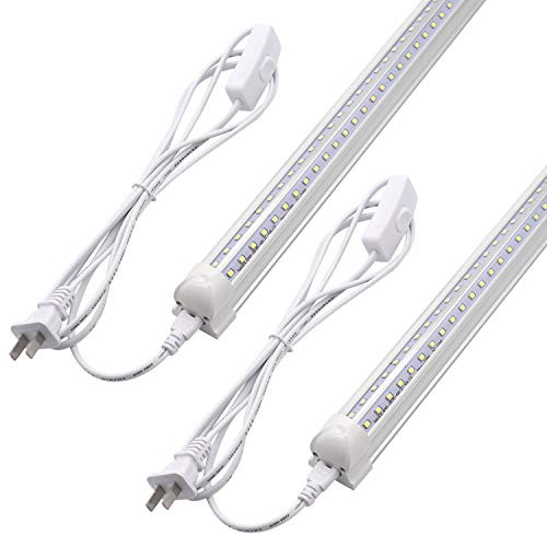 2Ft LED Shop Light Fixture, 15W, 1680LM, 5000K, T8 V-Shape Integrated Tube Light, Hight Output, Brighter White, LED Tube Light for Garage, Warehouse, Plug and Play (Pack of 2)