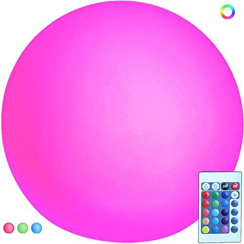 SWEETIME Glowing Ball Light: 8inch Led Ball with 4000mAh Rechargeable Battery, Remote Orb RGB Lamp, Globe Night lights for kids, Led Pool light, 16 Colors Changing Mood Light for Wedding, Party Decor.