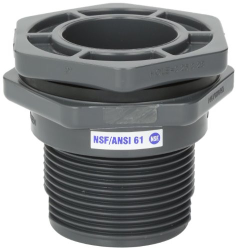 Hayward BFA1020CES 2-Inch Gray PVC Socket by Thread BFA Series Bulkhead Fitting with EPDM Standard Flange Gasket