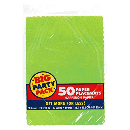 Solid Kiwi Green Paper Placemats | Party Tableware | 12 Pk