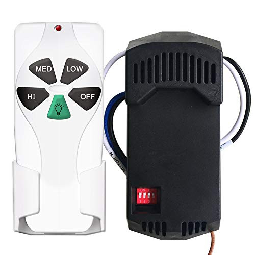 Universal Ceiling Fan Remote Control 53T and Receiver Kit Add to Any 3-speed fan with Dimming for Hampton Bay, Harbor Breeze,Hunter Remote Controls