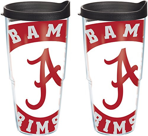 Tervis 1084702 Alabama Crimson Tide Colossal Tumbler with Wrap and Black Lid 2 Pack 24oz, Clear Tervis 1084702 Alabama Crimson Tide Colossal Tumbler with Wrap and Black Lid 2 Pack 24oz, Clear
