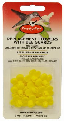 Perky-Pet 202FB 9 Piece Yellow Hummingbird Feeder Replacement Flowers