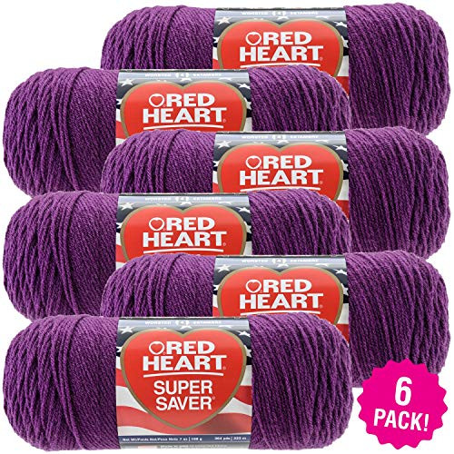 Red Heart 98847 Dark Orchid Super Saver Yarn 6/Pk 6 Pack