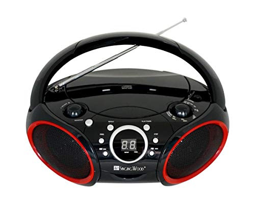 Radio Red Rems SINGING WOOD Portable CD Player AM FM Radio with Aux Line in, Headphone ...
