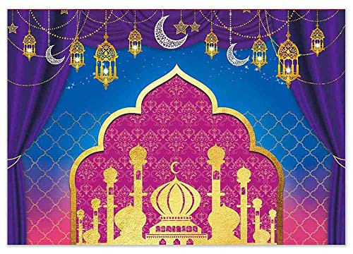 Allenjoy 8x6ft Nights Magic Genie Theme Backdrop Arabian Moroccan Birthday Party Decor Banner Gold Glitter Indian Bollywood Princess Sweet 16 Baby Shower Photography Background Photobooth Props