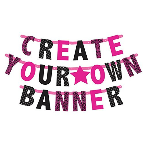 Elegant Black and Pink Birthday Party Customizable Letter Banner Decoration, Pack of 84, Black/Pink , Pkg. Size 7" x 5.5" cardboard paper