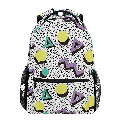 Geometric Pattern In Retro 80S Style Backpacks Travel Laptop Daypack School Bags for Teens Men Women