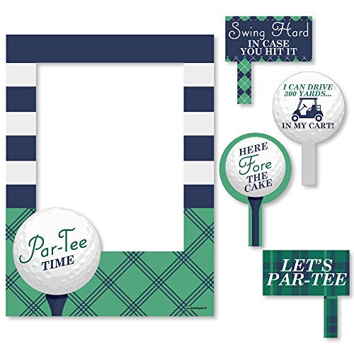 Big Dot of Happiness Par-Tee Time - Golf - Birthday or Retirement Party Selfie Photo Booth Picture Frame & Props - Printed on Sturdy Material