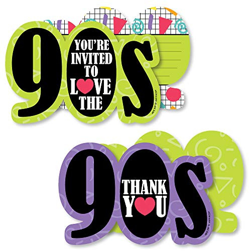 90's Throwback - 20 Shaped Fill-In Invitations and 20 Shaped Thank You Cards Kit - 1990s Party Stationery Kit - 40 Pack 90's Throwback - 20 Shaped Fill-In Invitations and 20 Shaped Thank You Cards Kit - 1990s Party Stationery Kit - 40 Pack