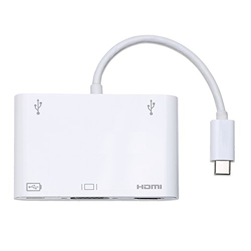 Cablecc USB-C USB 3.1 Type C to HDMI Digital AV & VGA & USB OTG & Female Charge Adapter for New Macbook Pro