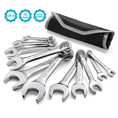GEARDRIVE 11-piece Stubby Combination Wrench Set with Pouch,SAE