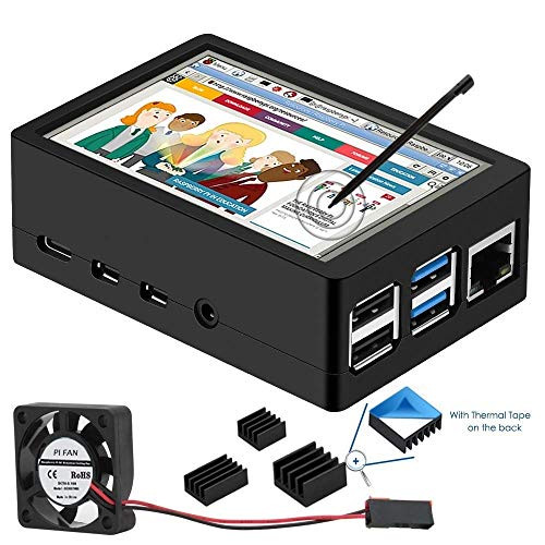Raspberry Pi 4 Touchscreen, MazerPi 3.5 inch 60+fps 480x320 Resolution HD Raspberry Pi Touchscreen with Cooling Fan and Case for Raspberry 4 Model B/Pi 4b