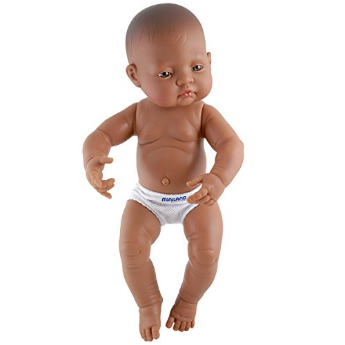 Miniland 15.75'' Anatomically Correct Newborn Baby Doll, Hispanic Girl