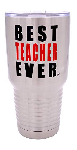 Funny Best Teacher Ever Large 30oz Stainless Steel Travel Tumbler Mug Cup w/Lid School Professor Teaching Educator Gift