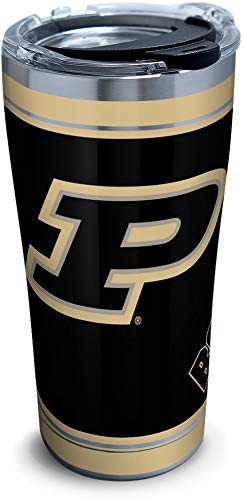 Tervis 1320458 Purdue Boilermakers Campus Stainless Steel Insulated Tumbler with Clear and Black Hammer Lid, 20 oz, Silver