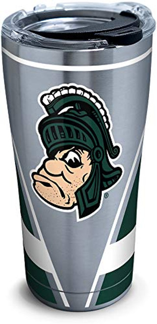 Tervis 1306817 Michigan State Spartans Vault Stainless Steel Insulated Tumbler with Clear and Black Hammer Lid, 20oz, Silver