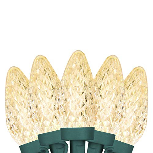 Vanthylit Faceted Led Christmas Lights with Clear C9 50LT Warm White LED for Indoor and Outdoor Decoration(End to End Connectable Up to 45 Sets)