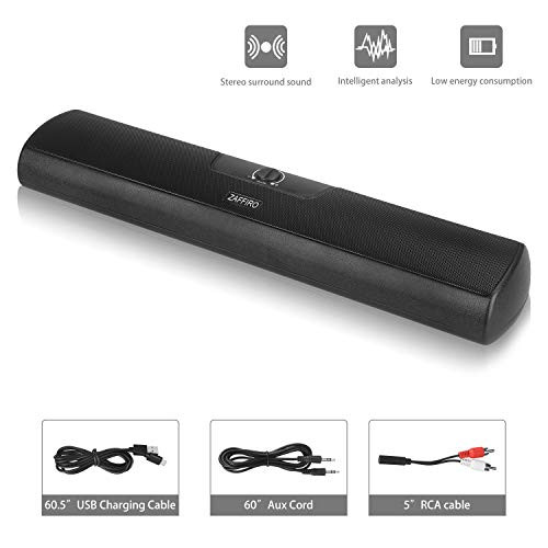 Z ZAFFIRO USB Computer Speakers PC Speakers Sound Bar, 10W Stereo USB Powered Wired Soundbar for Desktop/Laptop/TV/Tablet/Smartphone, RCA/Aux Connection