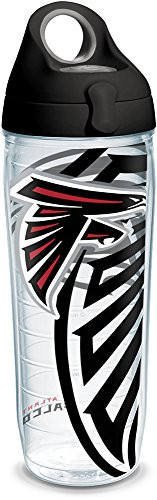 Tervis 1290774 NFL Atlanta Falcons Insulated Tumbler with Wrap and Black with Gray Lid, 24 oz, Clear