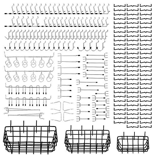 123Pcs Pegboard Hooks Assortment with 3 Pegboard Baskets Organizing Tools Garage Storage System for Kitchen Craft Room