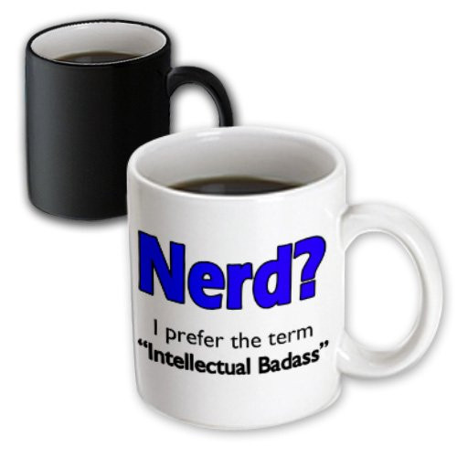 3dRose mug_193436_3 Nerd Intellectual Badass Blue Magic Transforming Mug, 11-Ounce