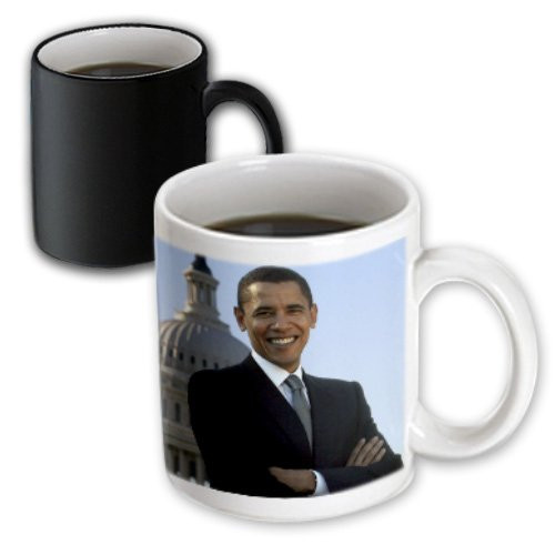 3dRose mug_43733_3 Close Up Portrait of Pres Obama Front of Capital Magic Transforming Mug, 11-Ounce