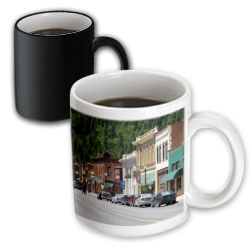 3dRose mug_90028_3 Main Street, Old Brick Buildings, Wallace, Idaho Us13 Dfr0712 David R Frazier Magic Transforming Mug, 11-Ounce