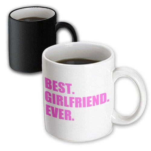 3dRose mug_179720_3 Pink Best Girlfriend Ever Text Anniversary Valentines Day Gift for Her Magic Transforming Mug, 11-Ounce