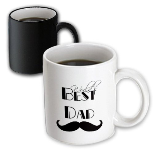 3dRose mug_179103_3 Worlds Best Dad Mustache Magic Transforming Mug, 11-Ounce