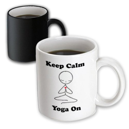 3dRose 123070_3 Keep calm yoga on, Asana Magic Transforming Mug, 11 oz, Black/White 3dRose 123070_3 Keep calm yoga on, Asana Magic Transforming Mug, 11 oz, Black/White