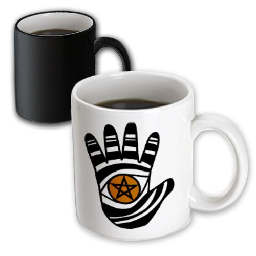 3dRose mug_23183_3 Pentacle Hand Pagan Witchcraft Tribal Wicca Symbol Magic Transforming Mug, 11-Ounce