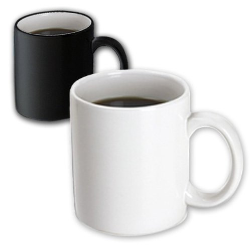3dRose 159881_3 Pure Bright Colorless Plain Simple One Single Solid White Color Magic Transforming Mug, 11 oz,