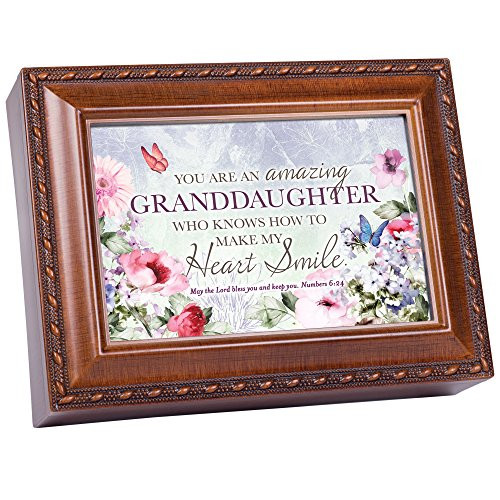 Cottage Garden Granddaughter My Heart Smile Woodgrain Rope Trim Music Box Plays Amazing Grace Cottage Garden Granddaughter My Heart Smile Woodgrain Rope Trim Music Box Plays Amazing Grace
