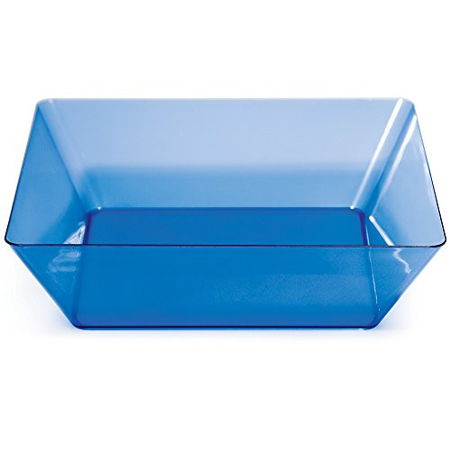 Creative Converting 6-Count Square Plastic Serving Bowls, Translucent Blue