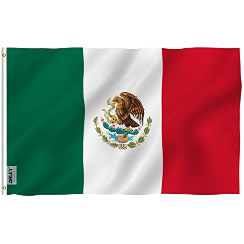 Anley |Fly Breeze| 3x5 Foot Mexico Flag - Vivid Color and UV Fade Resistant - Canvas Header and Double Stitched - Mexican MX National Flags Polyester with Brass Grommets 3 X 5 Ft