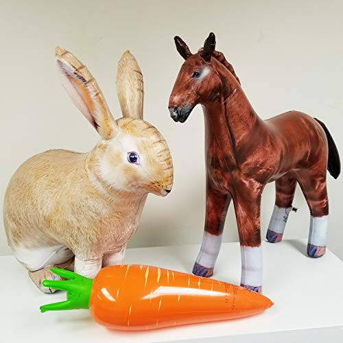Jet Creations Inflatable Rabbit Carrot Horse3 Pack Safari Farm Decoration,Birthday Kids and Adult AN-R2CH