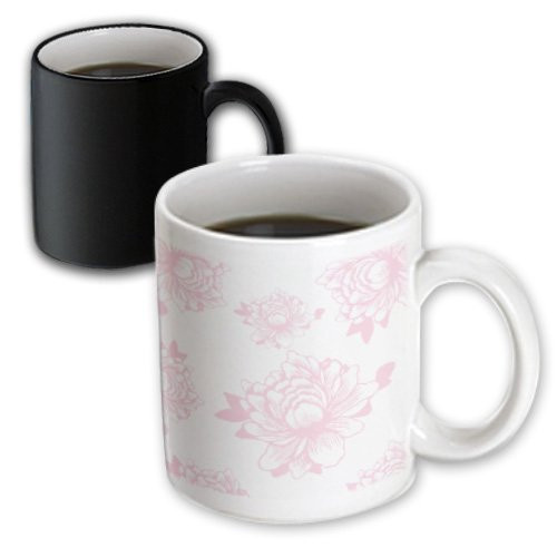 3dRose Pretty Chic Pink Flowers Floral Art Magic Transforming Mug, 11-Ounce