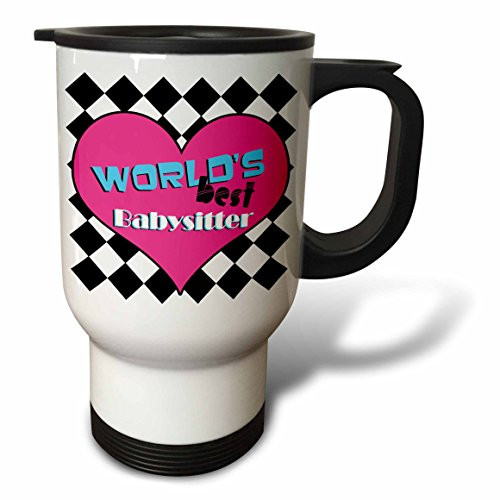 3dRose Worlds Best Babysitter Pink Travel Mug, 14-Ounce, Stainless Steel 3dRose Worlds Best Babysitter Pink Travel Mug, 14-Ounce, Stainless Steel
