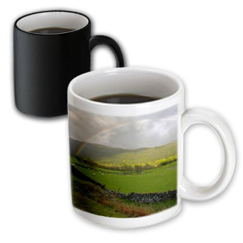 3dRose Scotland/Scottish Highlands/Rainbow/Sheep, Magic Transforming Mug, 11-Oz