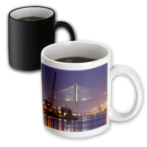 3dRose Talmadge Bridge, Tug Boats, Savannah River, Joanne Wells, Magic Transforming Mug, 11-Oz